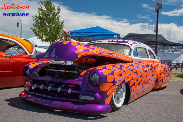 Purple and Orange Flamed Hot Rod